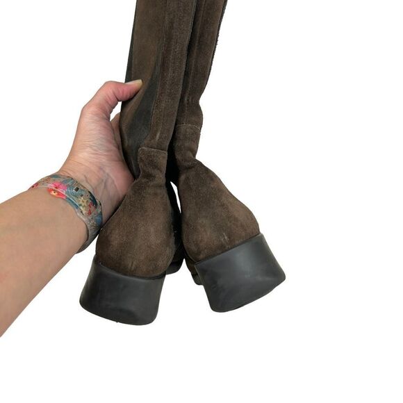 Aquatalia Two Tone Brown Suede Boots 6.5 Weatherproof Color Block - Picture 7 of 12